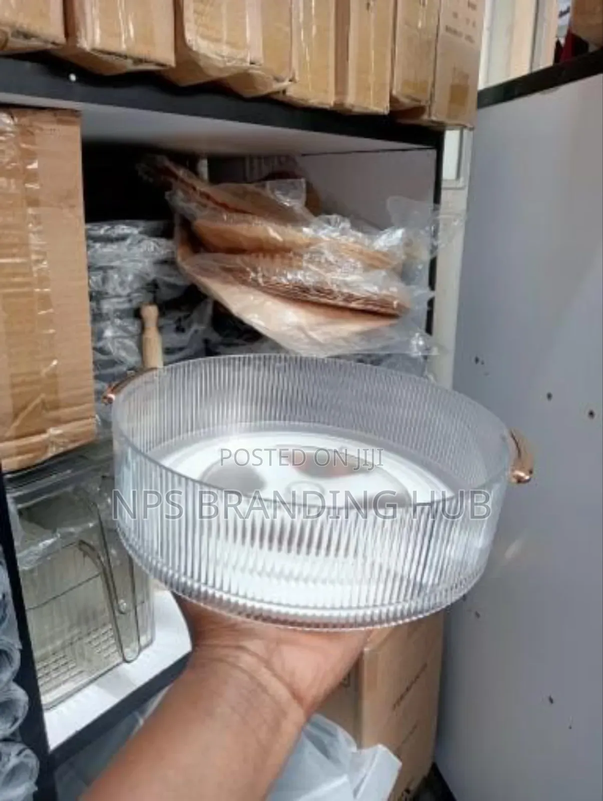 Ribbed Acrylic Lazy Susan/Cosmetic Organizer Nm