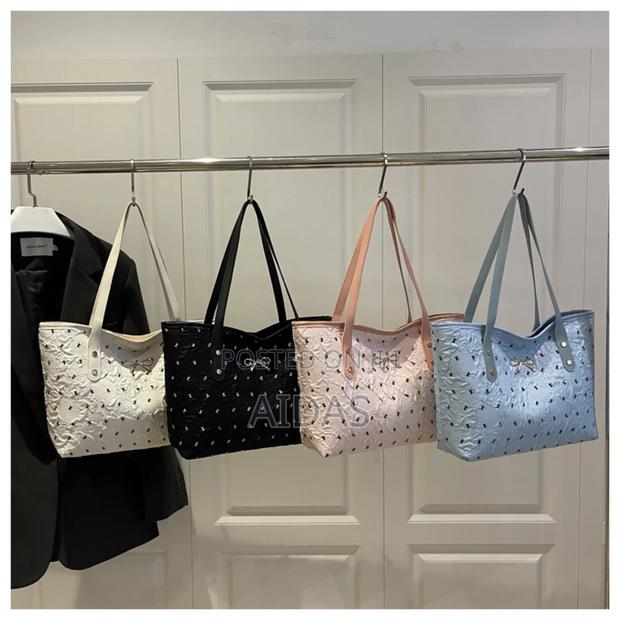 Quilted Bow Detail Faux Leather Women's Tote Bag"