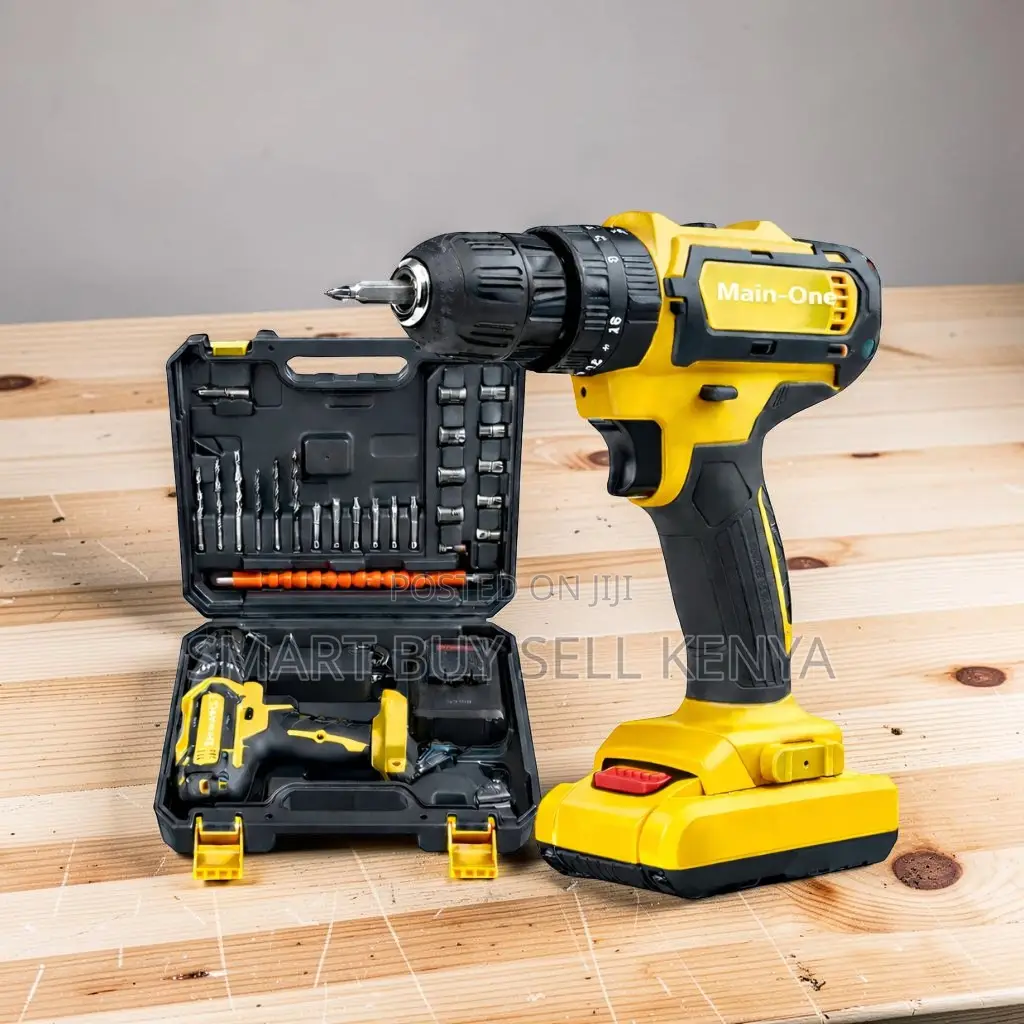 Portable Cordless Drill With Drilling and Impact Functions for Masonry