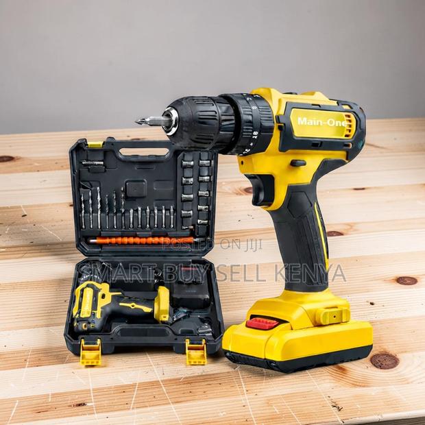 Portable Cordless Drill With Drilling and Impact Functions for Masonry