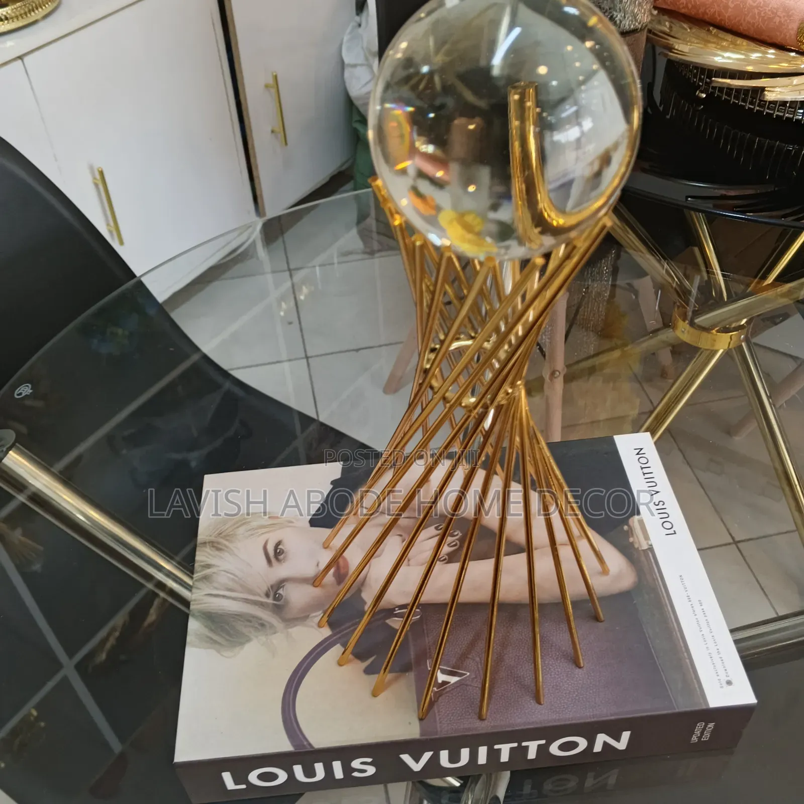 Metallic Crystal Ball Decor .
