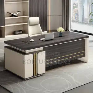 Office Desk : 1.4m Modern Luxury L-Shaped Executive Office Desk,
