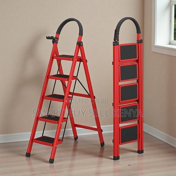 Foldable 5 Step Ladder Stepladder Ideal for Indoor and Outdoor Use - main view