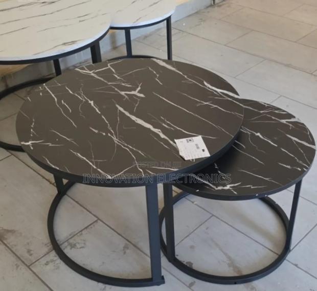 White and Black Nesting Coffee Table Marble Effect (Mdf)