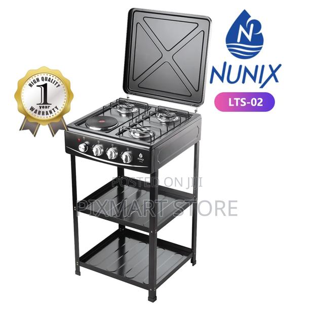 Cooker, Nunix 3 Gas and 1 Electric Plate, With Shelves