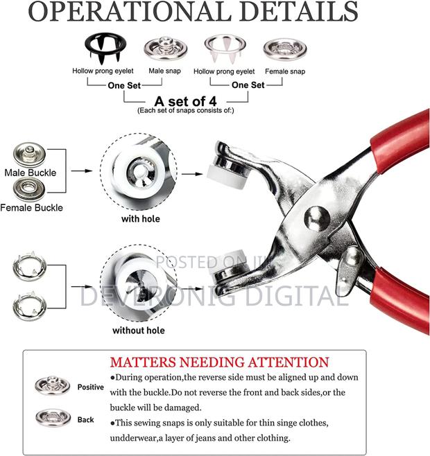 Metallic Snup Button Pliers + 100pc Button Est - thumbnail 3