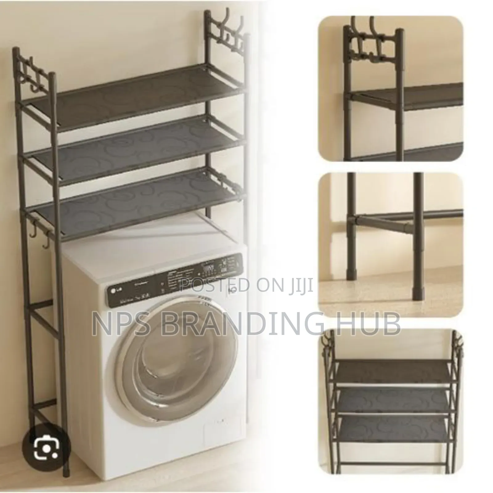 30kg Detachable Metallic 3 Layer Washing Machine Rack With Hooks P.O