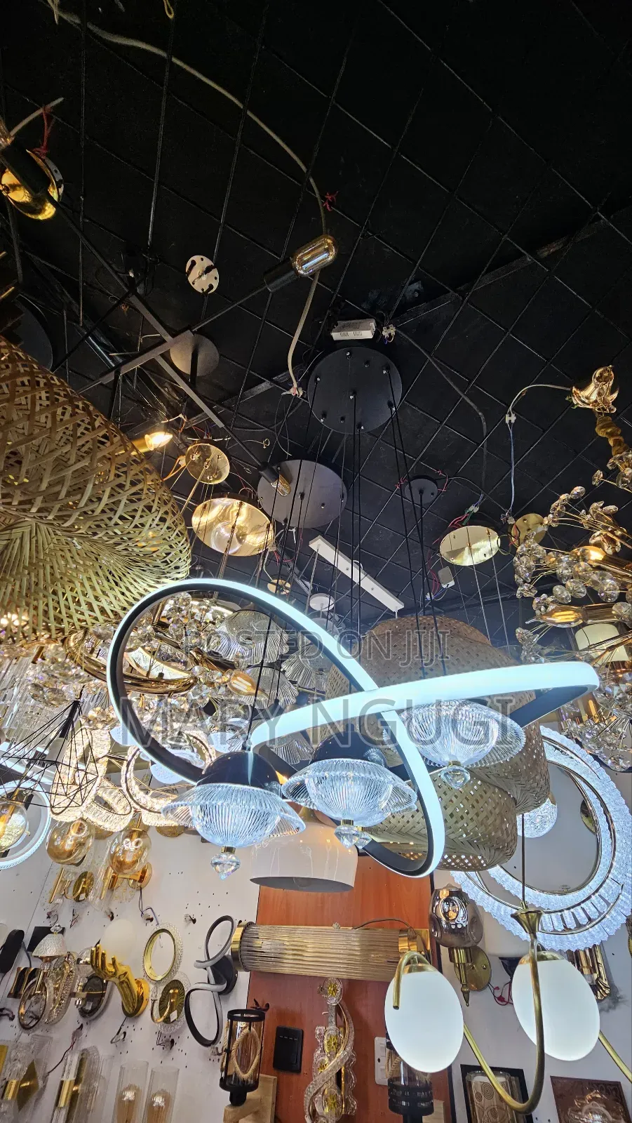 Led Black Rings Chandelier