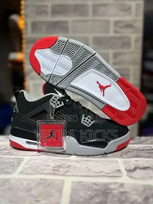 Jordan 4 Black Red Sneakers – Bold Retro Basketball Shoes