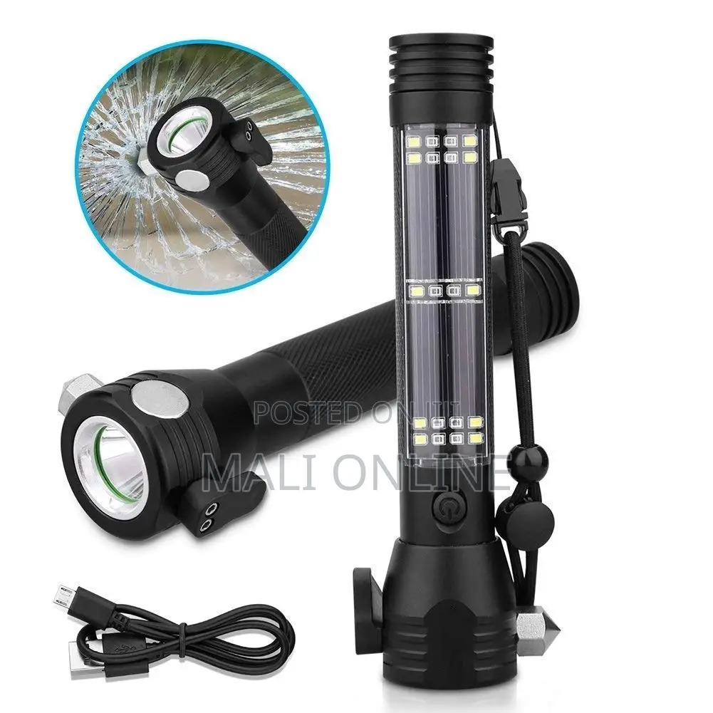 Solar Tactical Flashlight Rechargeable Led Emergency Torch Power Bank