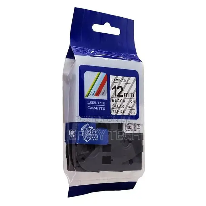 Brother 12mm X 8m Black on Clear Labeling Tape Cassette Compatible ()