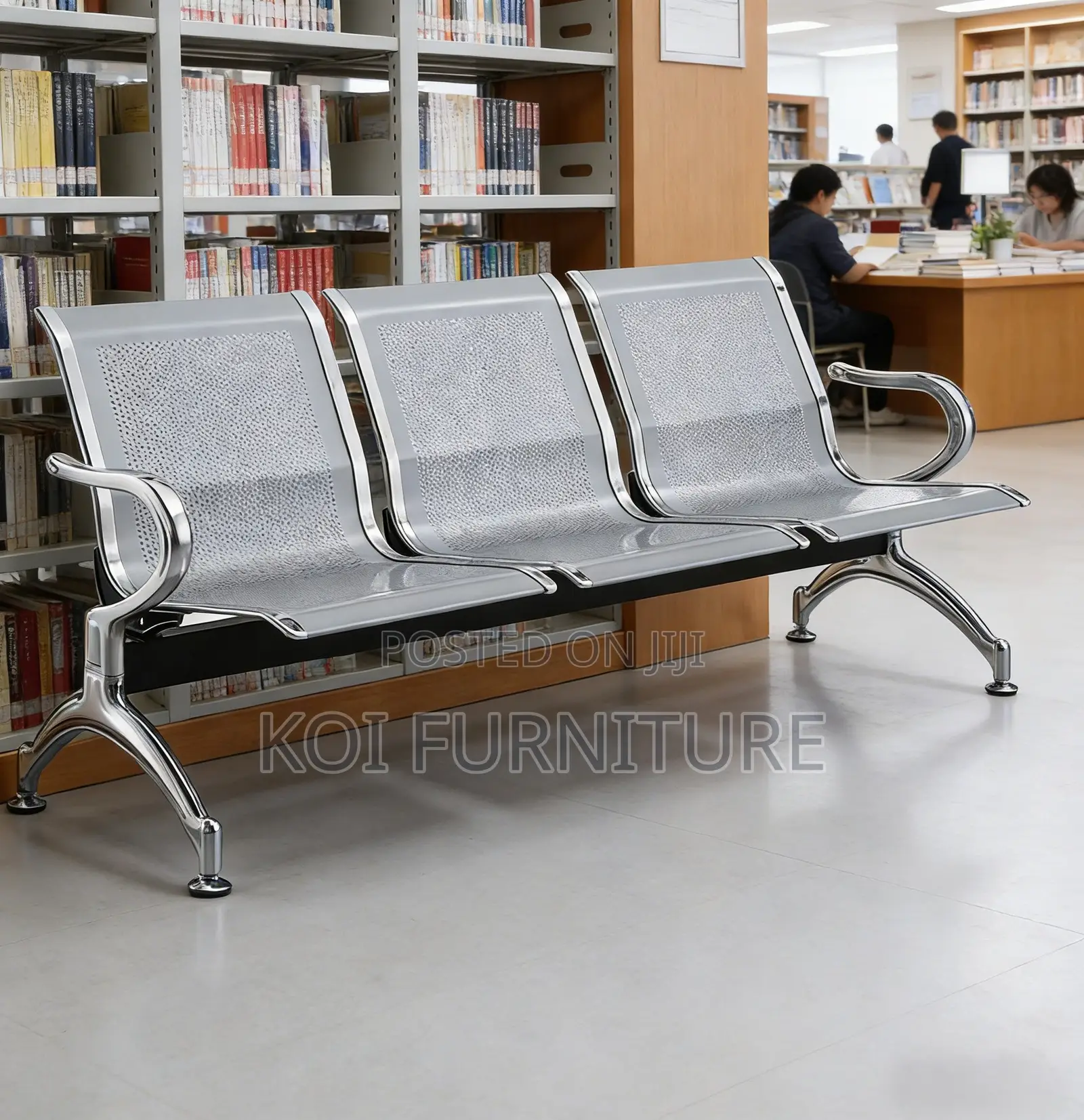 Office Bench : 3-Seater Non-Padded Waiting Bench