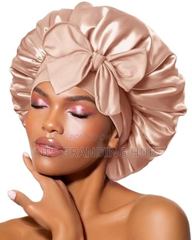 Reversable Satin Hair Bonnet With Elastic Tie Band *Material* Satin - thumbnail 3