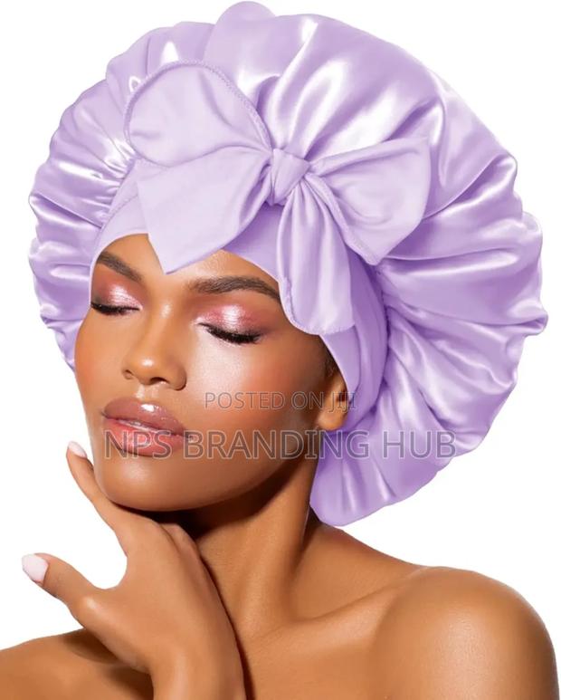 Reversable Satin Hair Bonnet With Elastic Tie Band *Material* Satin - thumbnail 4