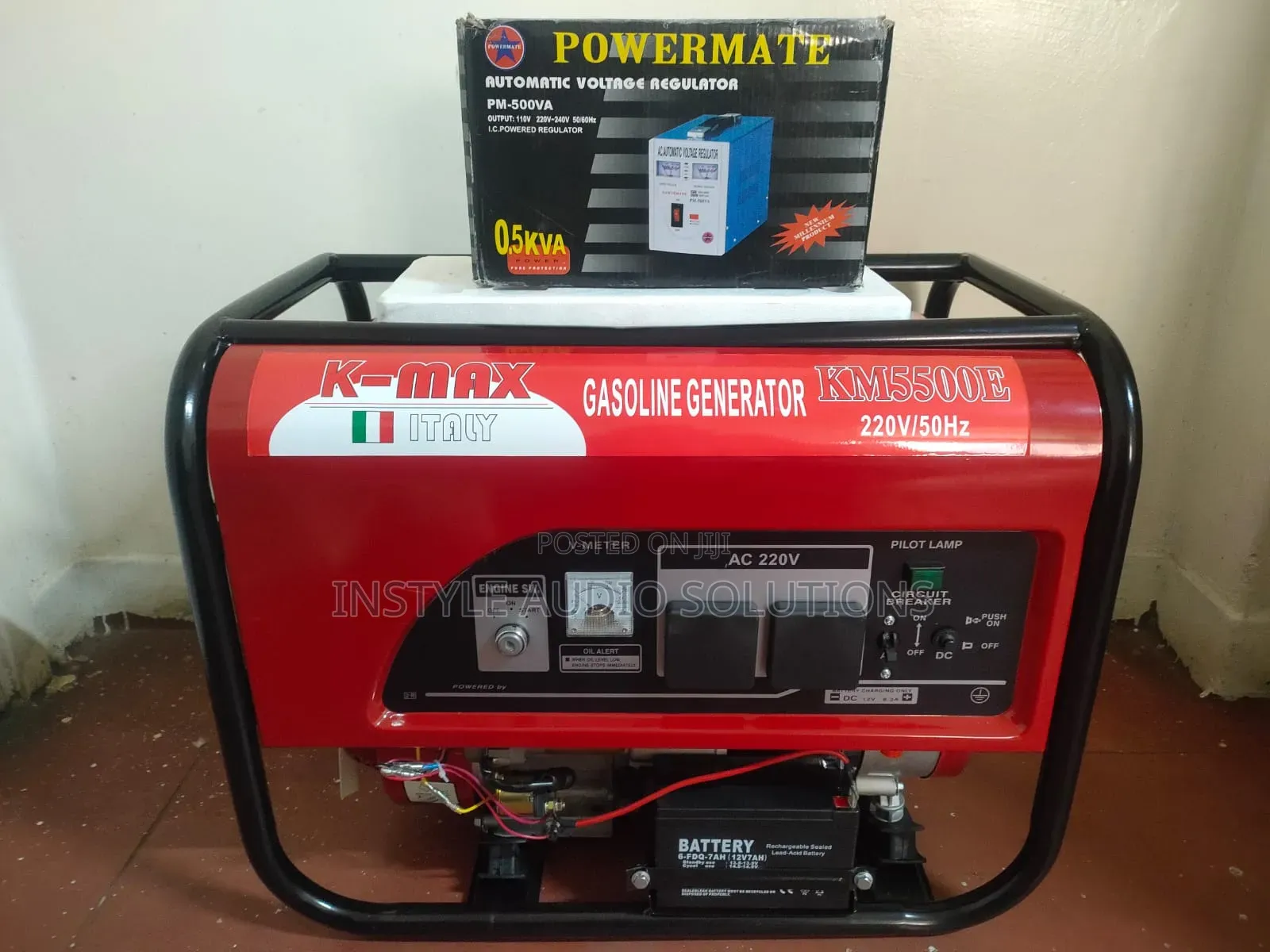 Kmax Italy Km5500e Petrol 3.0kva Keystart Generator 500w Regulator