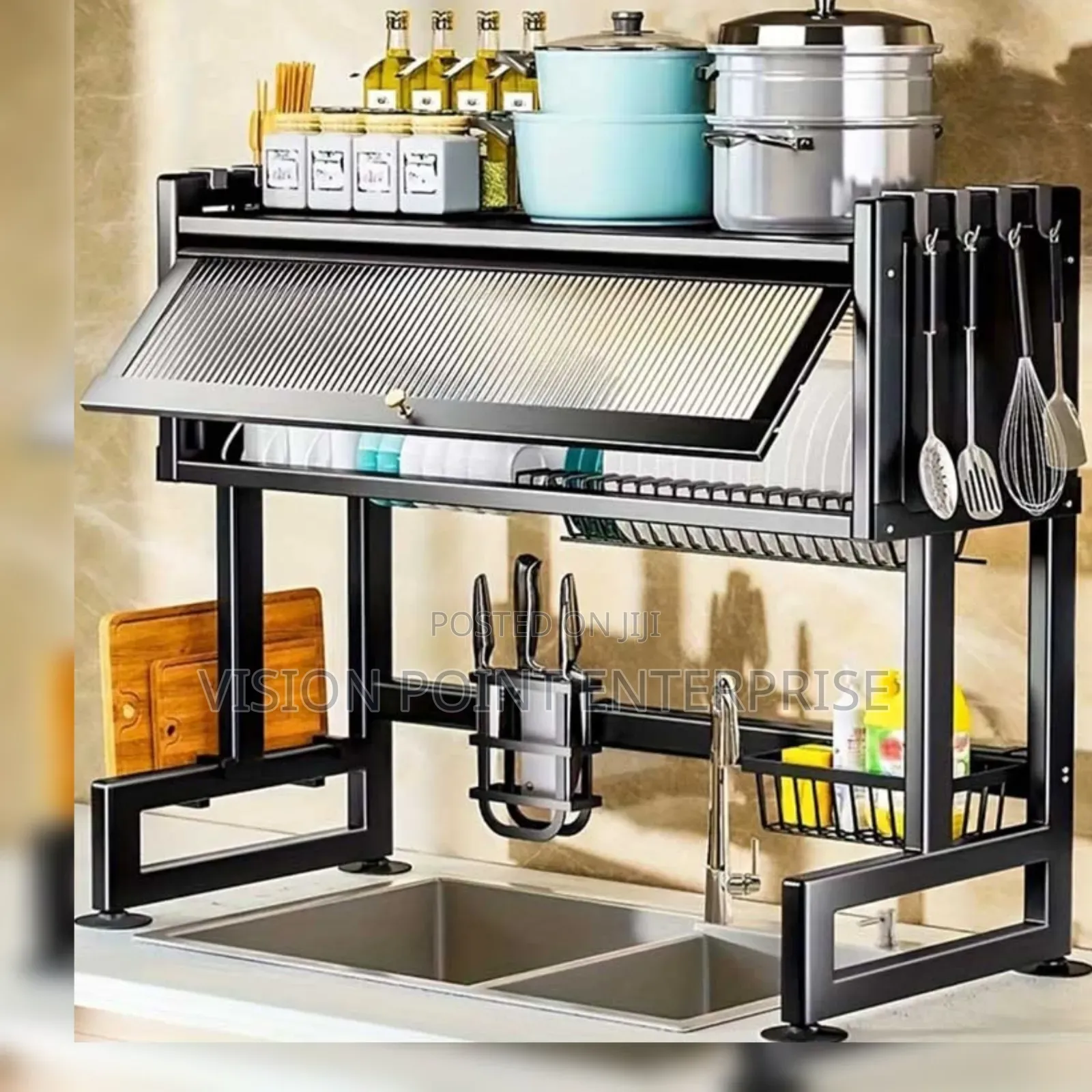 Single Layer Sink With Mirrorr Dish Rack