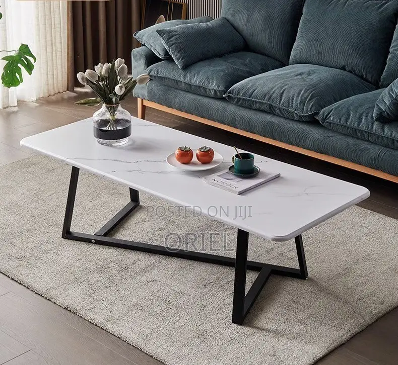 Coffee Tables: Modern Marble Coffee Table With Metal Base