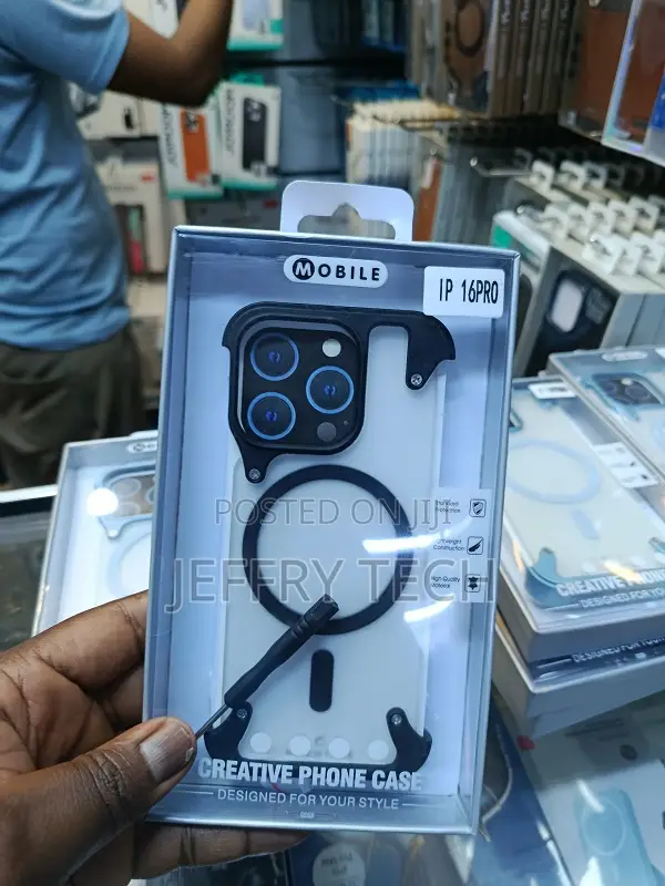 Frameless Mechanical-Style Phone Case for the iPhone 16 Pro. This Des