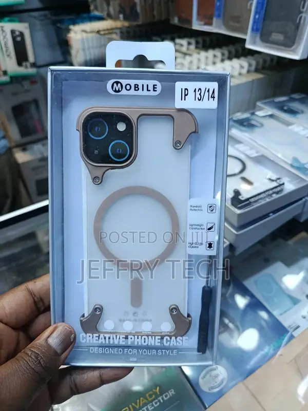 iPhone 13 or 14, Featuring a Metal Bezel, Magsafe and on the Corners.