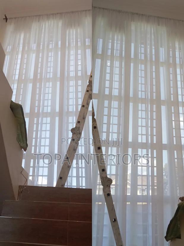 Stairs Window Long Sheer Curtains for Living Room