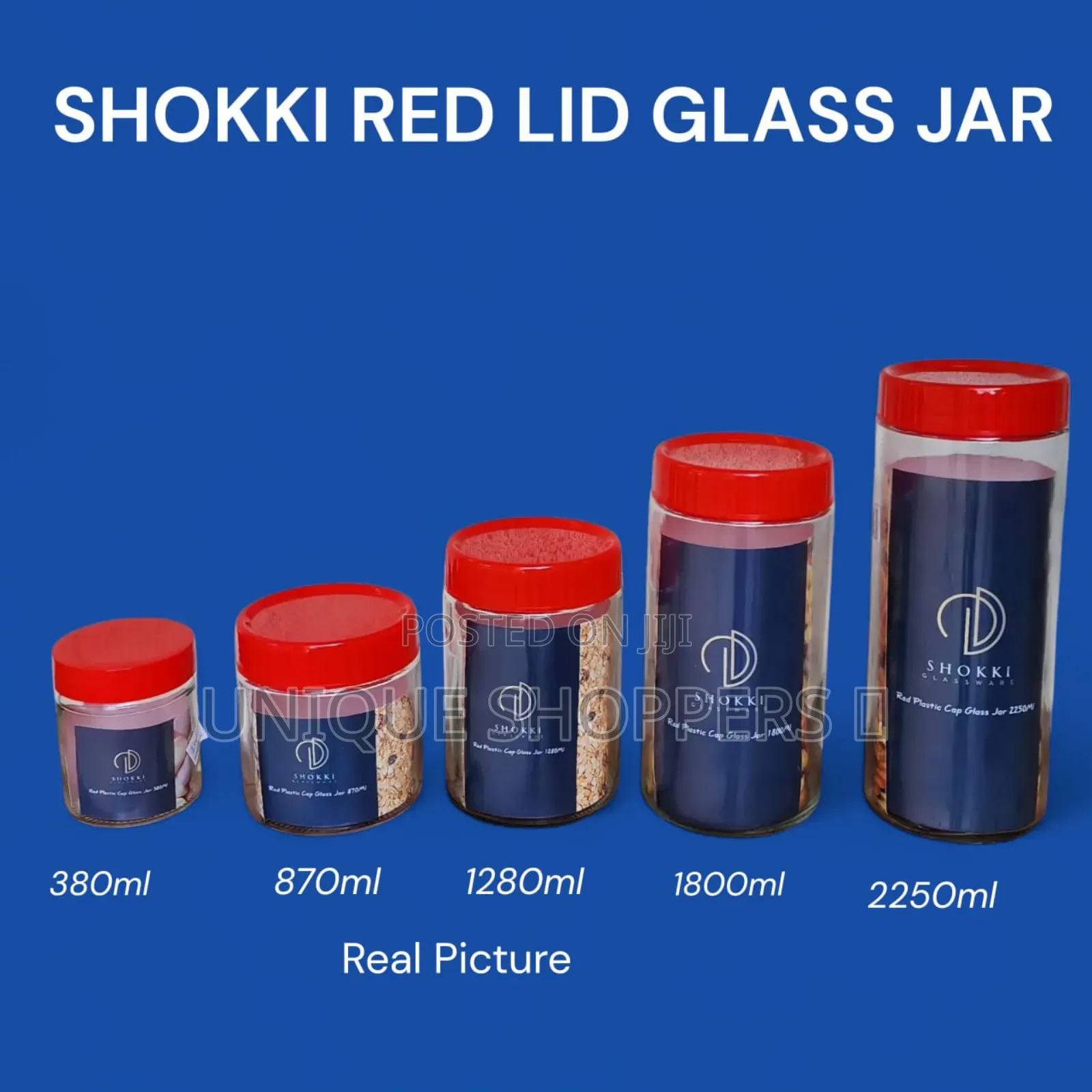 Shokki Red Lid Glass Jars