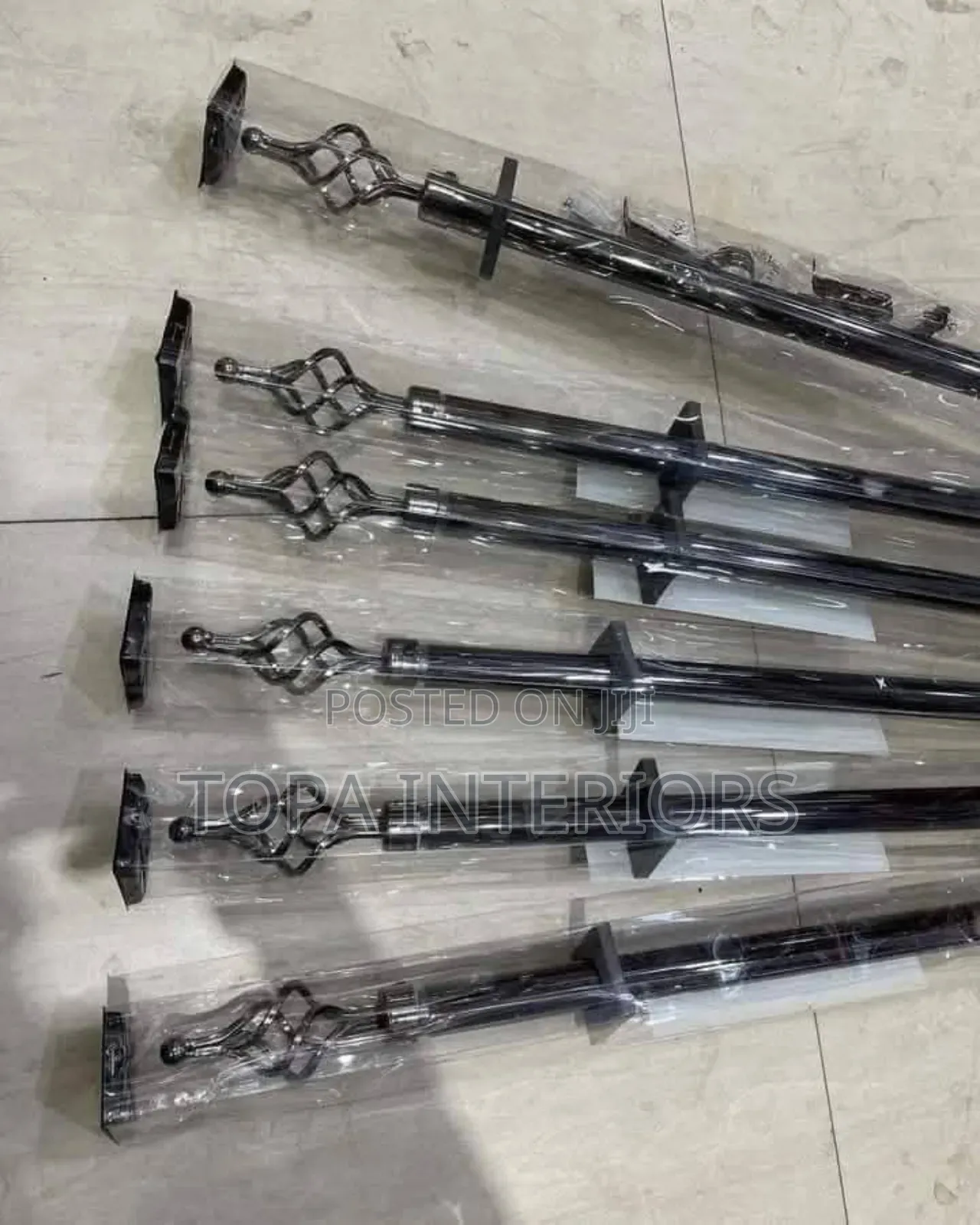 Black 2m Single Adjustable Affordable Window Curtain Rods