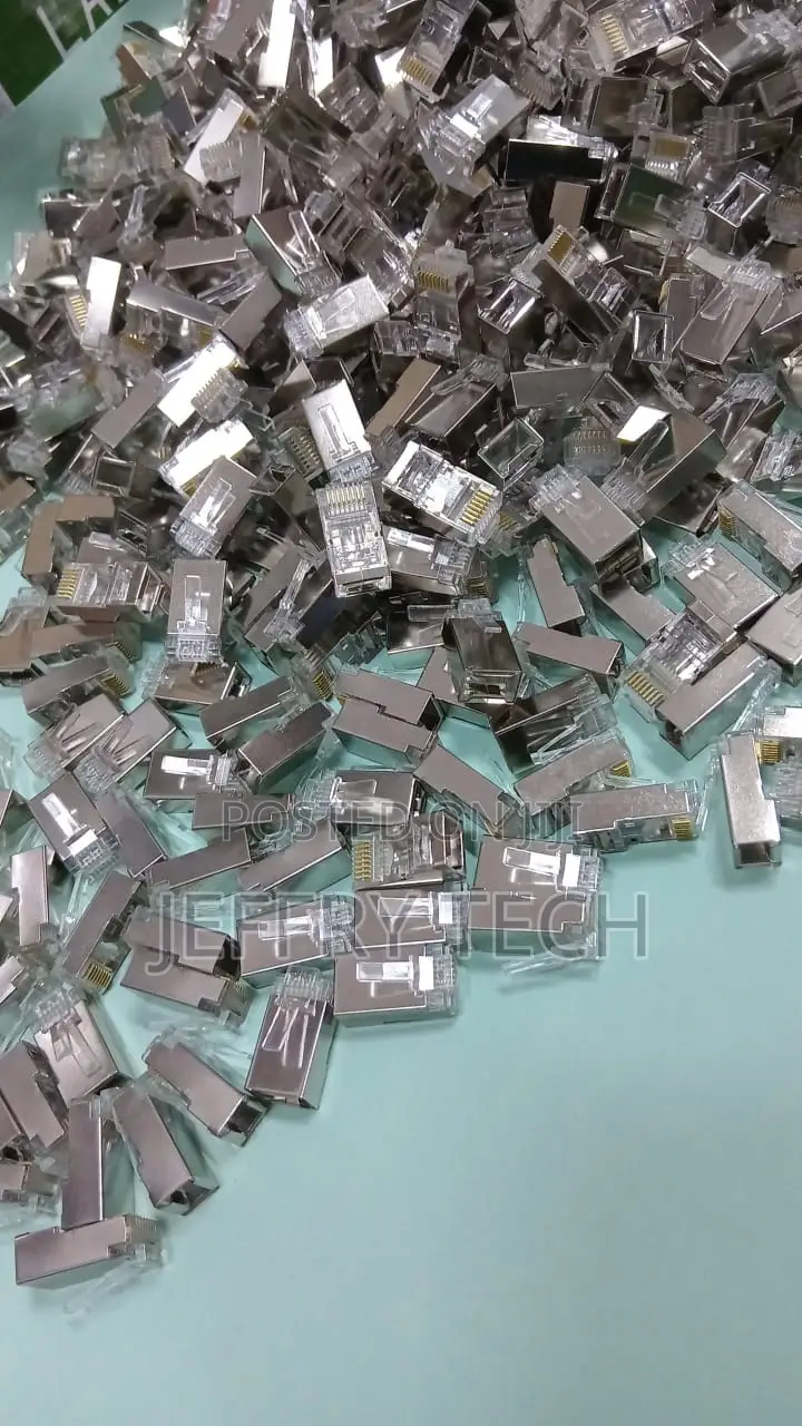 Rj45 Cat6 Shield Pass Through Connectors Gold Plated 8p8c Ends 50-pack