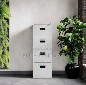 Office Cabinet : 4-drawer Metal Filing Cabinet – Grey Finish