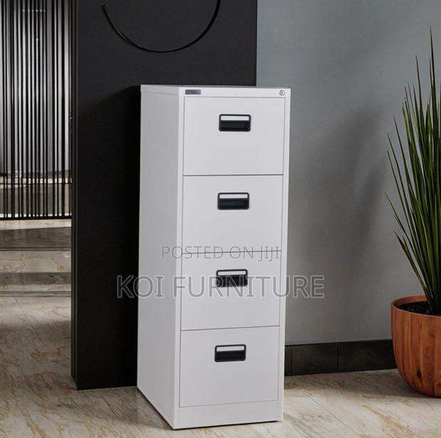 Office Cabinet : 4-drawer Metal Filing Cabinet – Grey Finish - thumbnail 5
