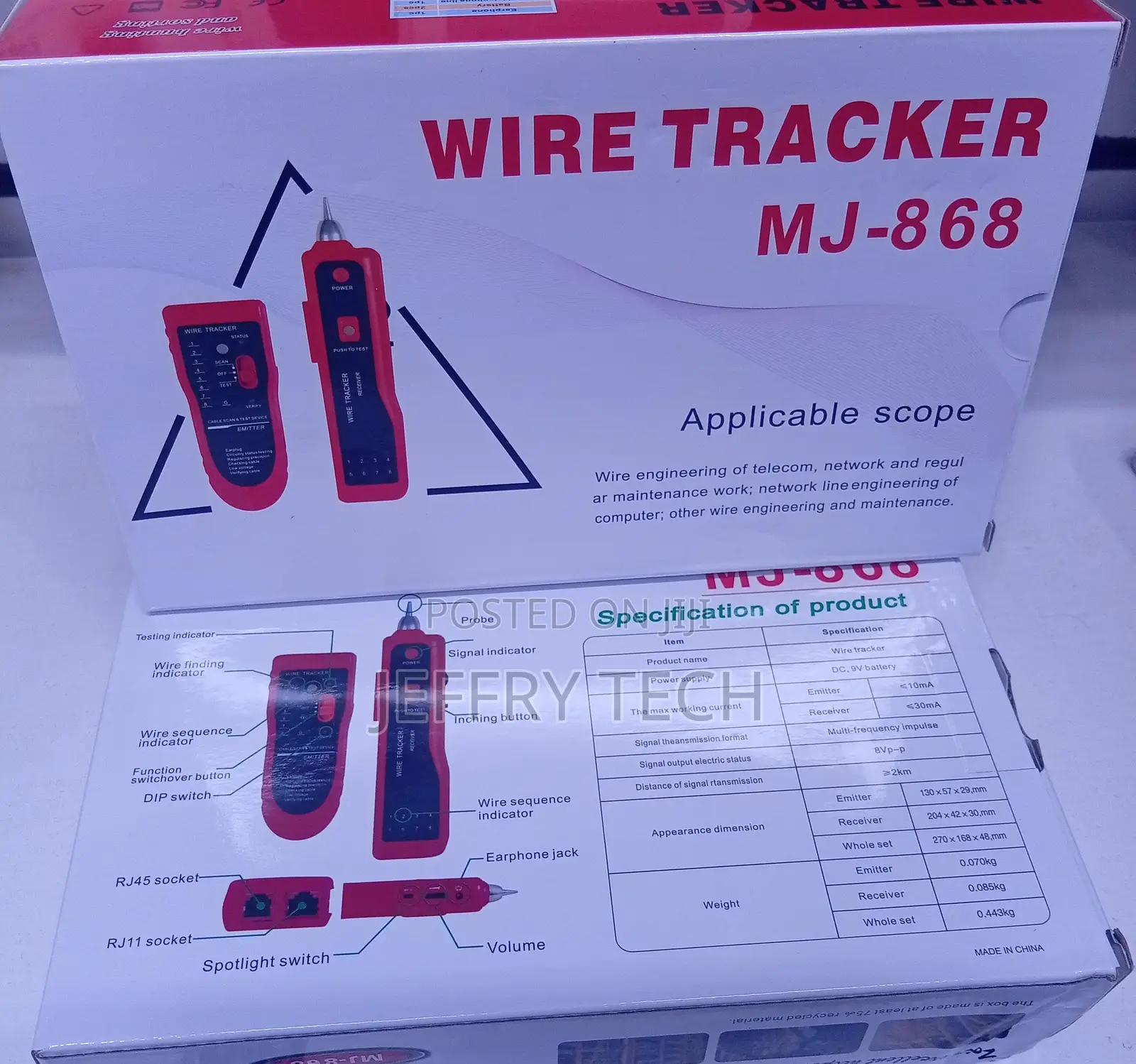 Mj-868 Professional Wire Tracker Network Cable Tester With Led Display
