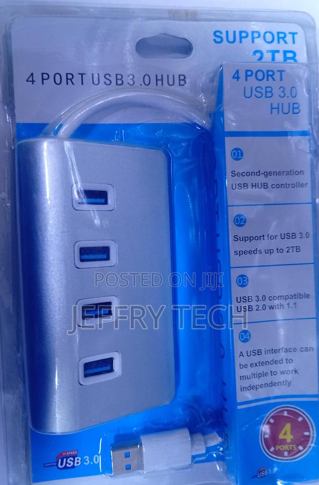 4 Ports Usb 3.0 Hub Portable Aluminum Usb Splitter, Support 2tb(Black)
