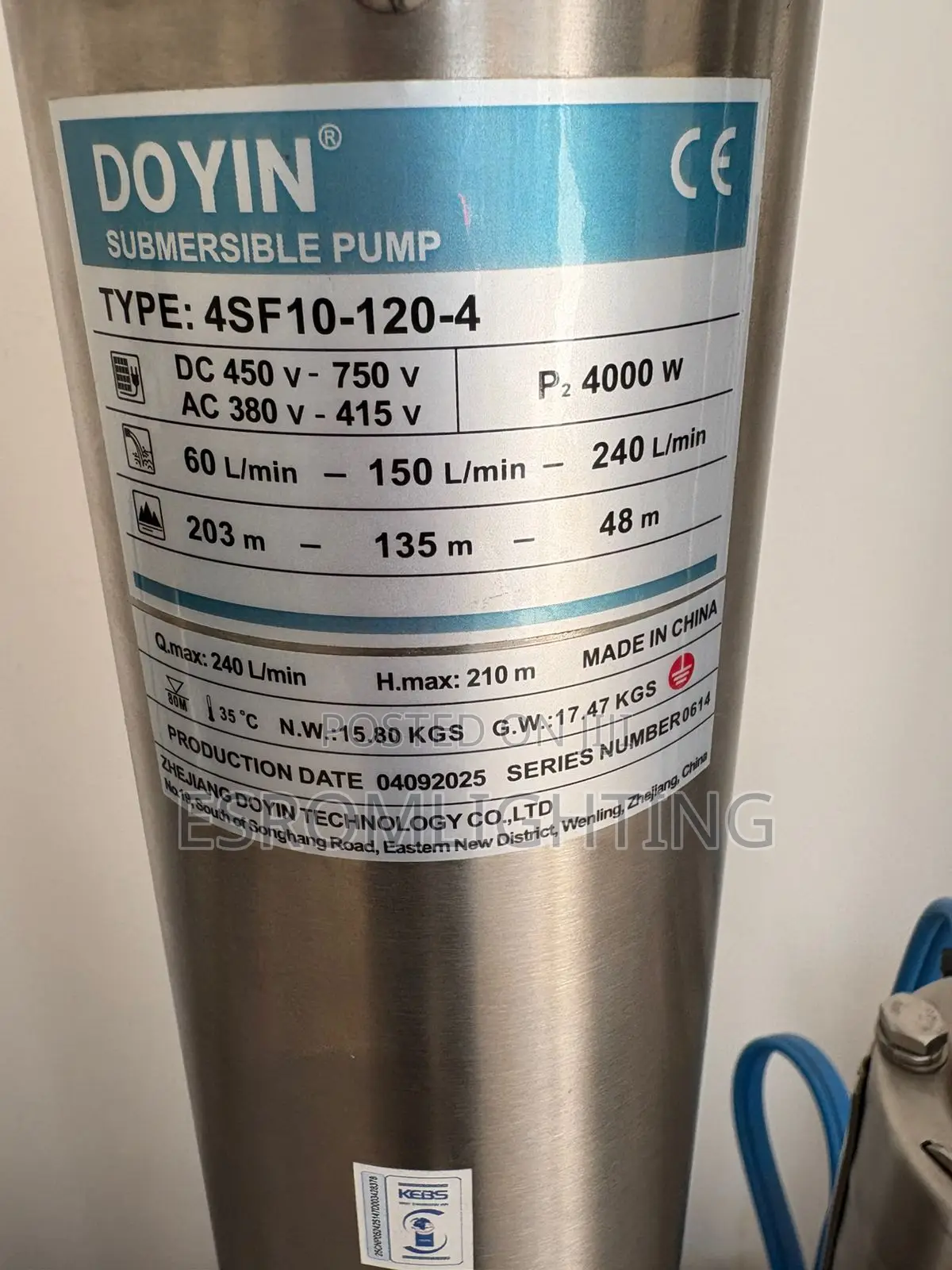4kw/5.5hp Ac/Dc Doyin Submersible Pump