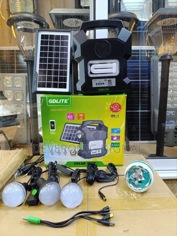 *Gdlite Gd-1000a Solar Lighting System With 3 Led Bulbs