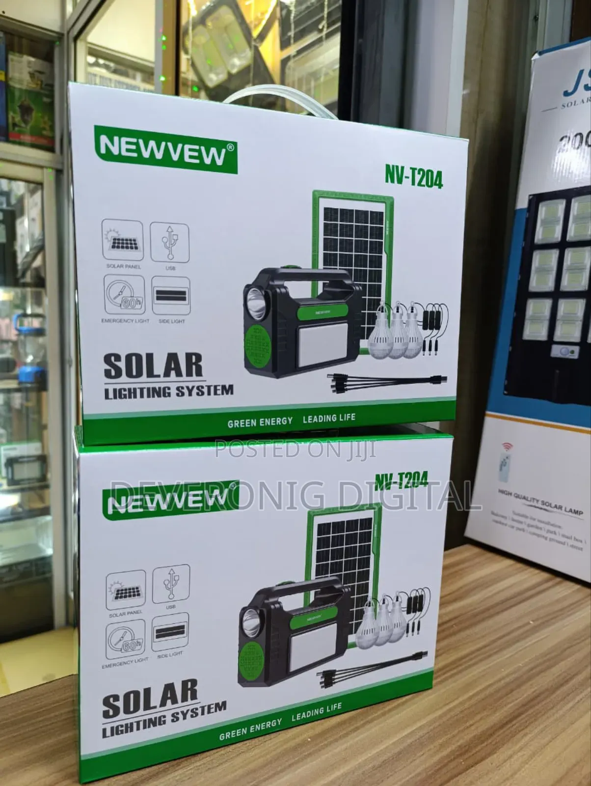 *Nv-t204 Solar Lighting System With 3 Led Bulbs,Mobile Charging,Solar