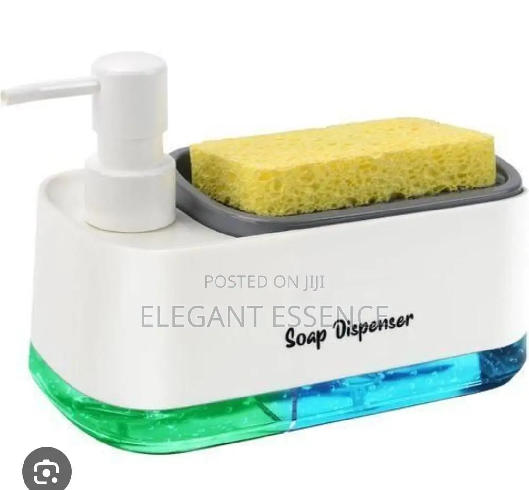 2 Compartment Soap Tap Double Soappump Sponge Caddy Dish Cleaning Kit