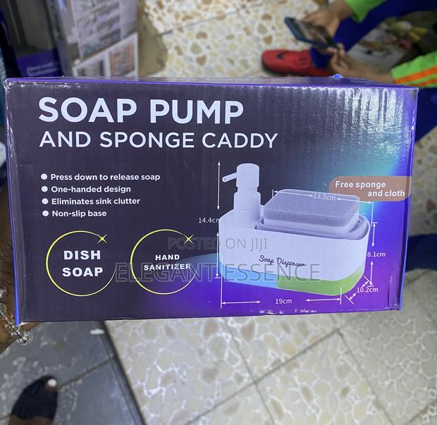 2 Compartment Soap Tap Double Soappump Sponge Caddy Dish Cleaning Kit - thumbnail 4