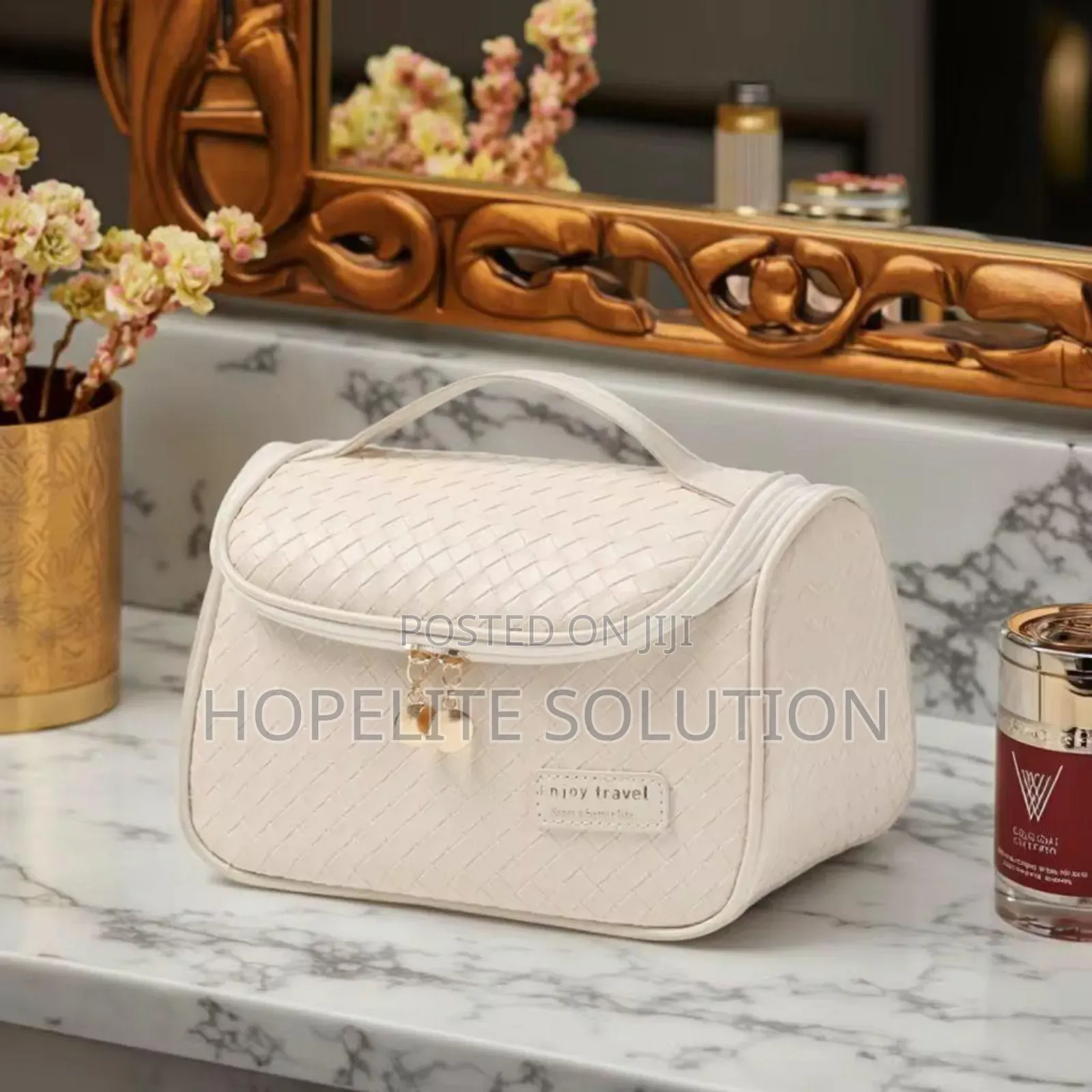 Leather Cosmetics / Make Up Organizer Travel Bag