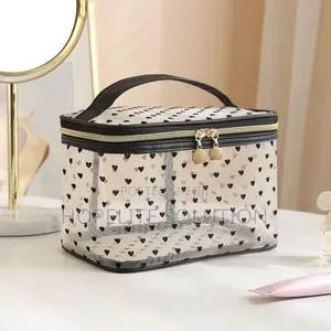 Breathable Cosmetics Organizer Bag Color- Black, Off- White