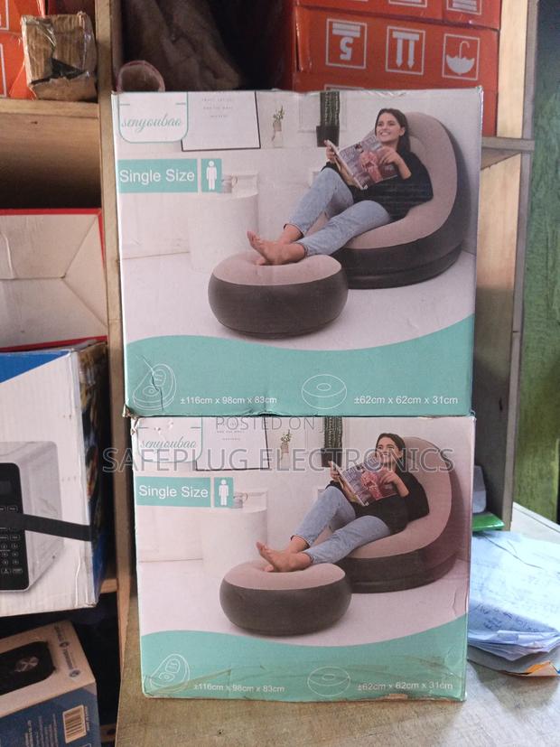 Inflatable Lazy Sofa Chair With Footrest – Single Size