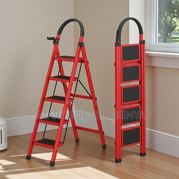 Compact Foldable Aluminum Storage Friendly 5 Step Ladder Stepladder - main view