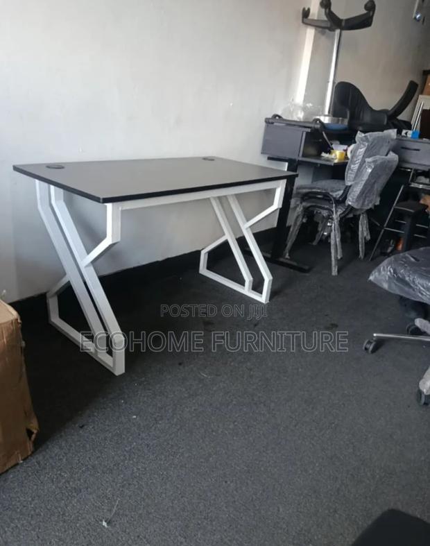 Gray Top and White Frame Metallic Study Desk - main view