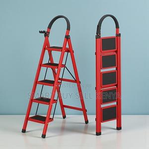 Sturdy Foldable Aluminum Household Access 5 Step Ladder Stepladder - thumbnail 2