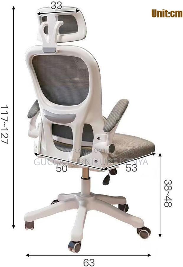 White Ergonomic Chair With Flip Armrest - thumbnail 2