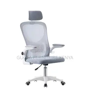 White Ergonomic Chair With Flip Armrest