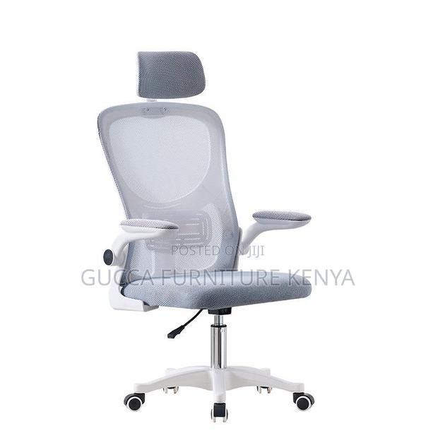 White Ergonomic Chair With Flip Armrest - thumbnail 3