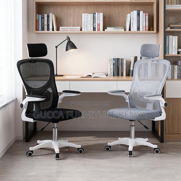White Ergonomic Chair With Flip Armrest - thumbnail 7