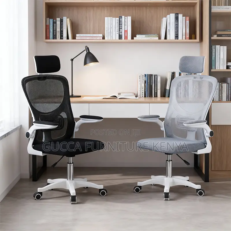 White Ergonomic Chair With Flip Armrest