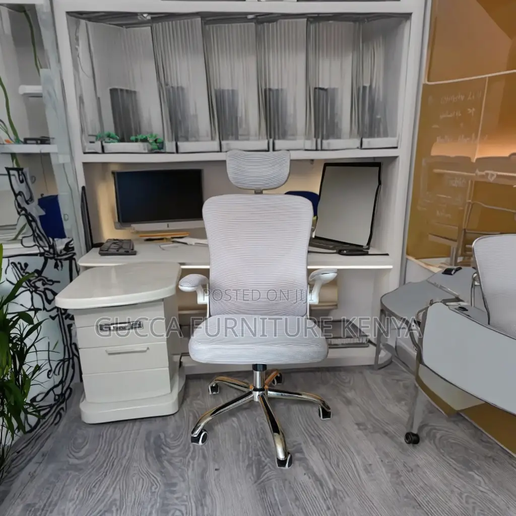 White Ergonomic Chair With Flip Armrest