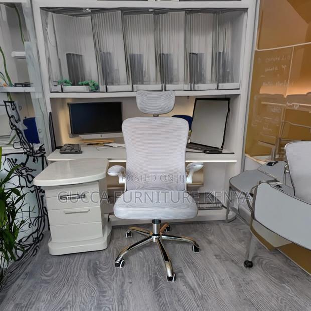 White Ergonomic Chair With Flip Armrest - thumbnail 9