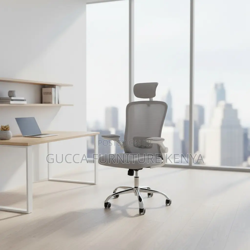 White Ergonomic Chair With Flip Armrest